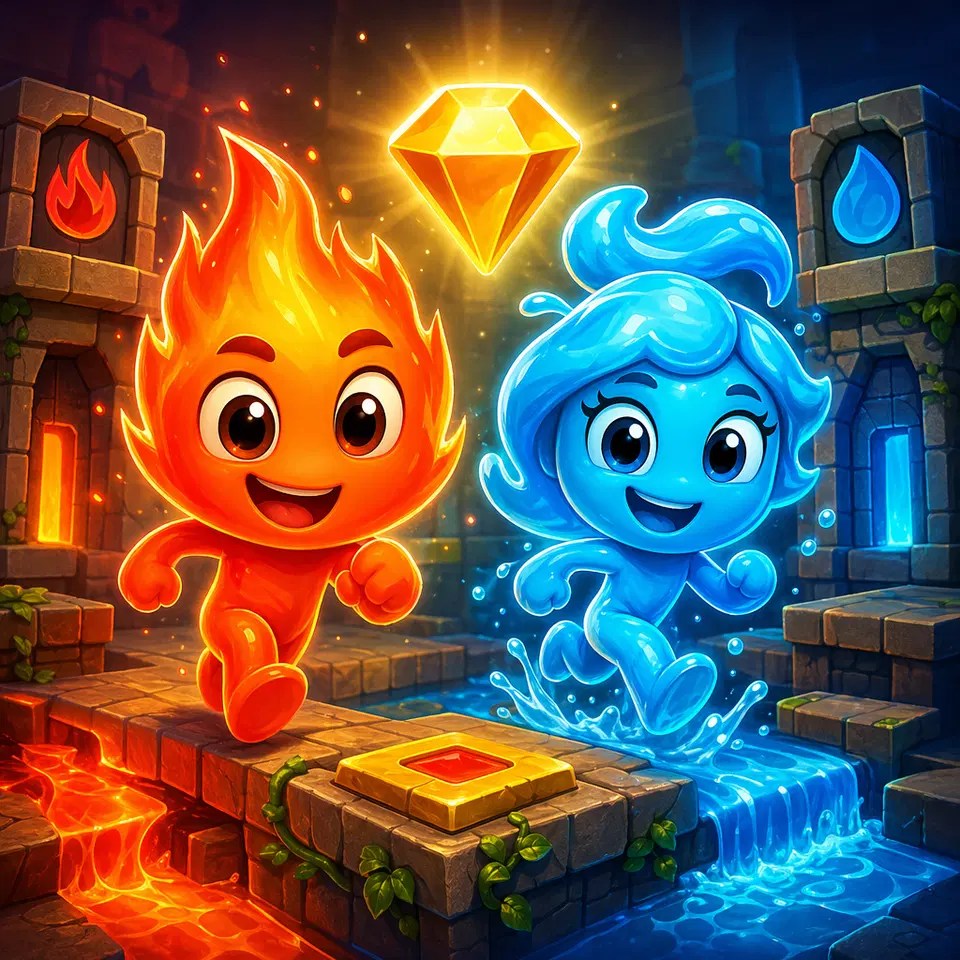 Gioca a Ragazzo di Fuoco e Ragazza Blu - Gioco browser Rompicapo online gratuito