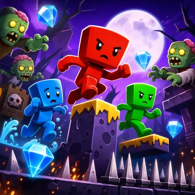 Fireboy Watergirl au Monde des Zombies - Jouez gratuitement à ce jeu de Aventure en ligne