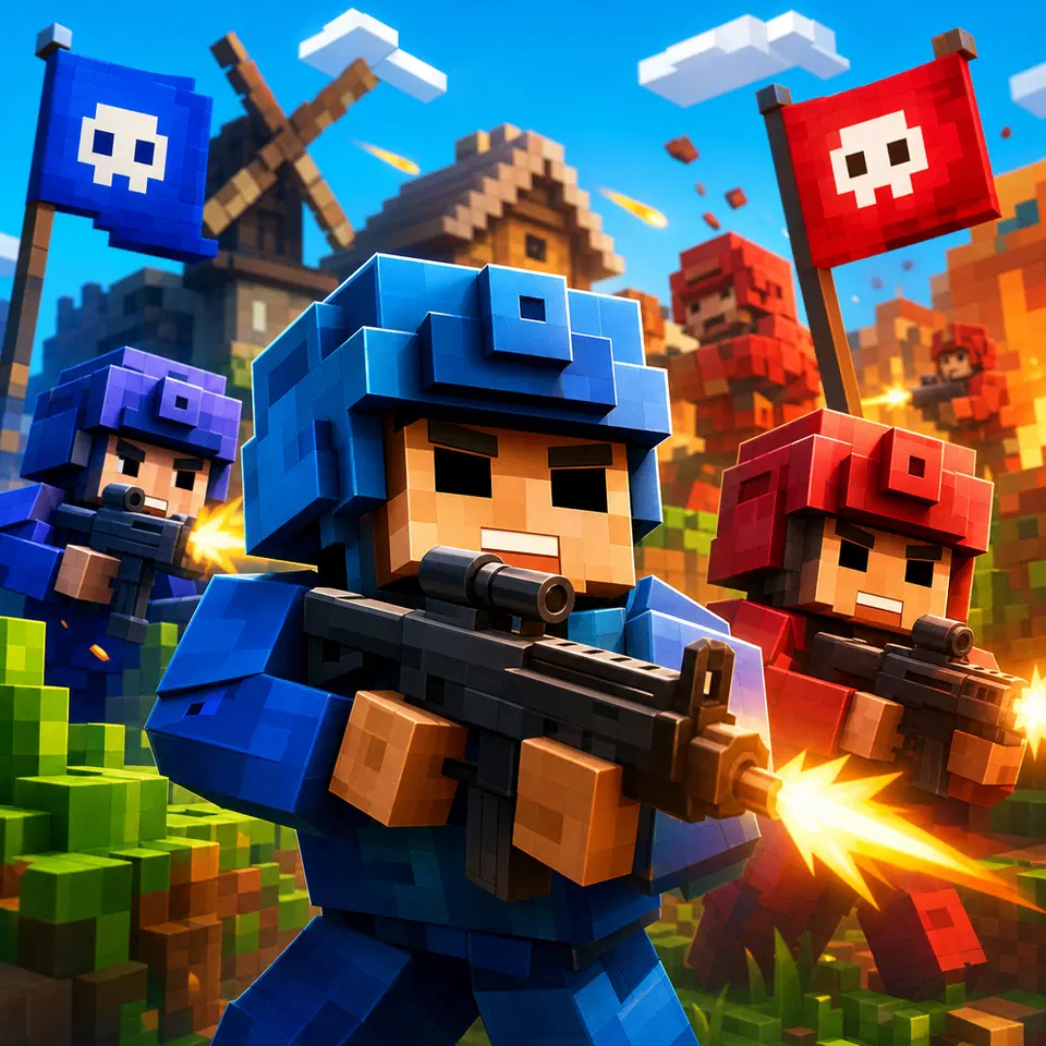 Play Pixel Village Battle 3D.IO - Free Online .io Browser Game